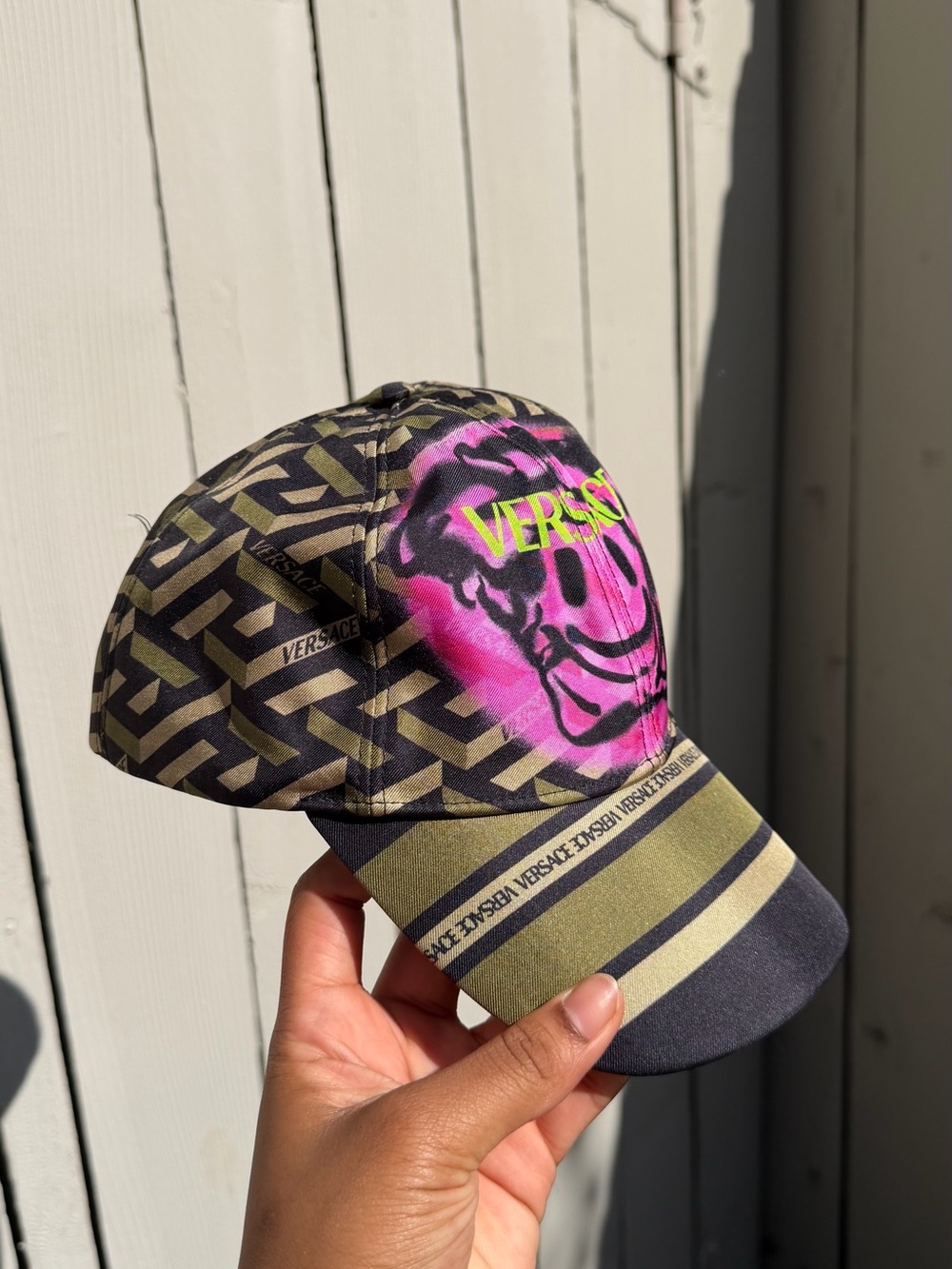 Versace Olive Green & Hot Pink Logo Cap